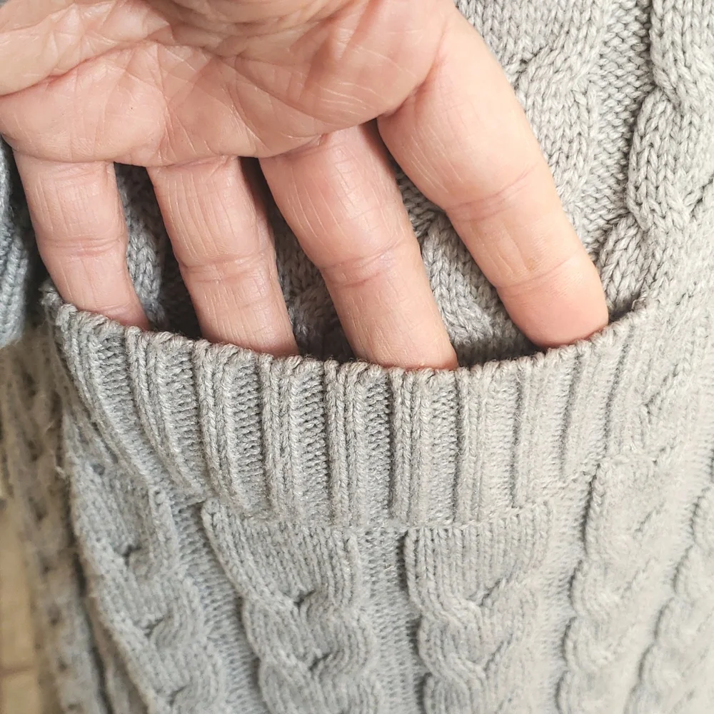 The LIMITED Gray Chunky Cable Knit Belted Cardigan | Long Line Duster | SMALL